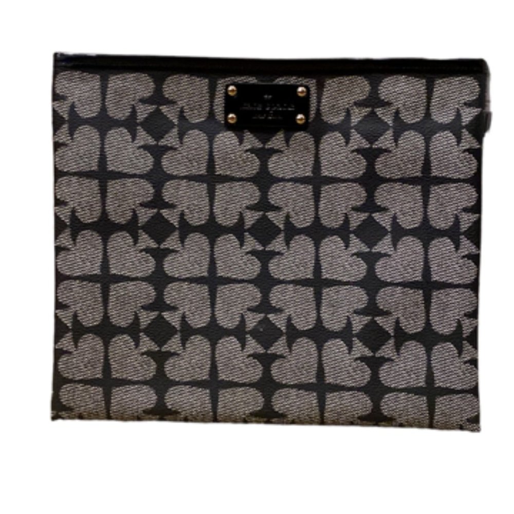 Kate Spade Black and White Adrianne Pebbled Ace of Spades Clutch